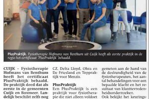 Fysiotherapie Hofmans van Benthum heeft Plus-audit behaald!!